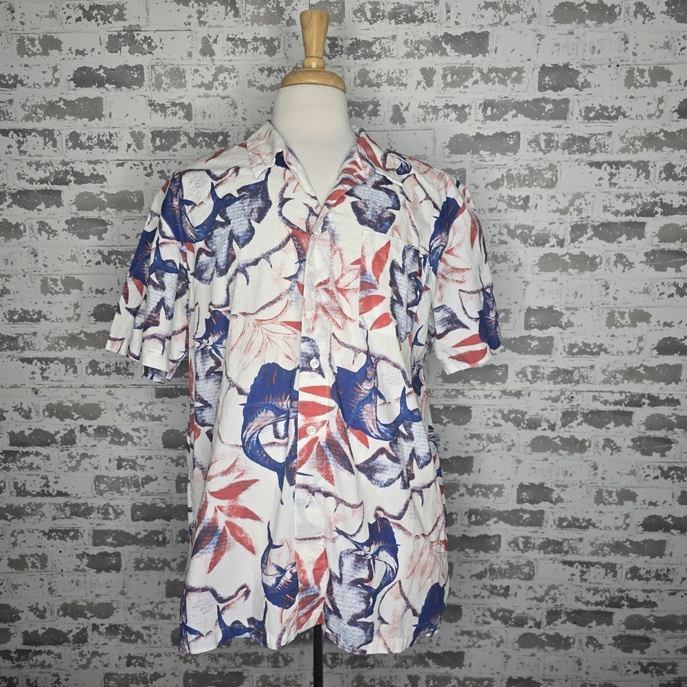 Columbia PFG Trollers Best Patriotic Sailfish Blue Marlin Vented Fishing Shirt L